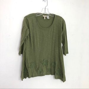 LOGO by Lori Goldstein Slub Floral Appliques XS